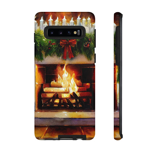 Candles on the Hearth Decorated for Christmas - Impact Resistant Phone Case Samsung Galaxy S10 Glossy